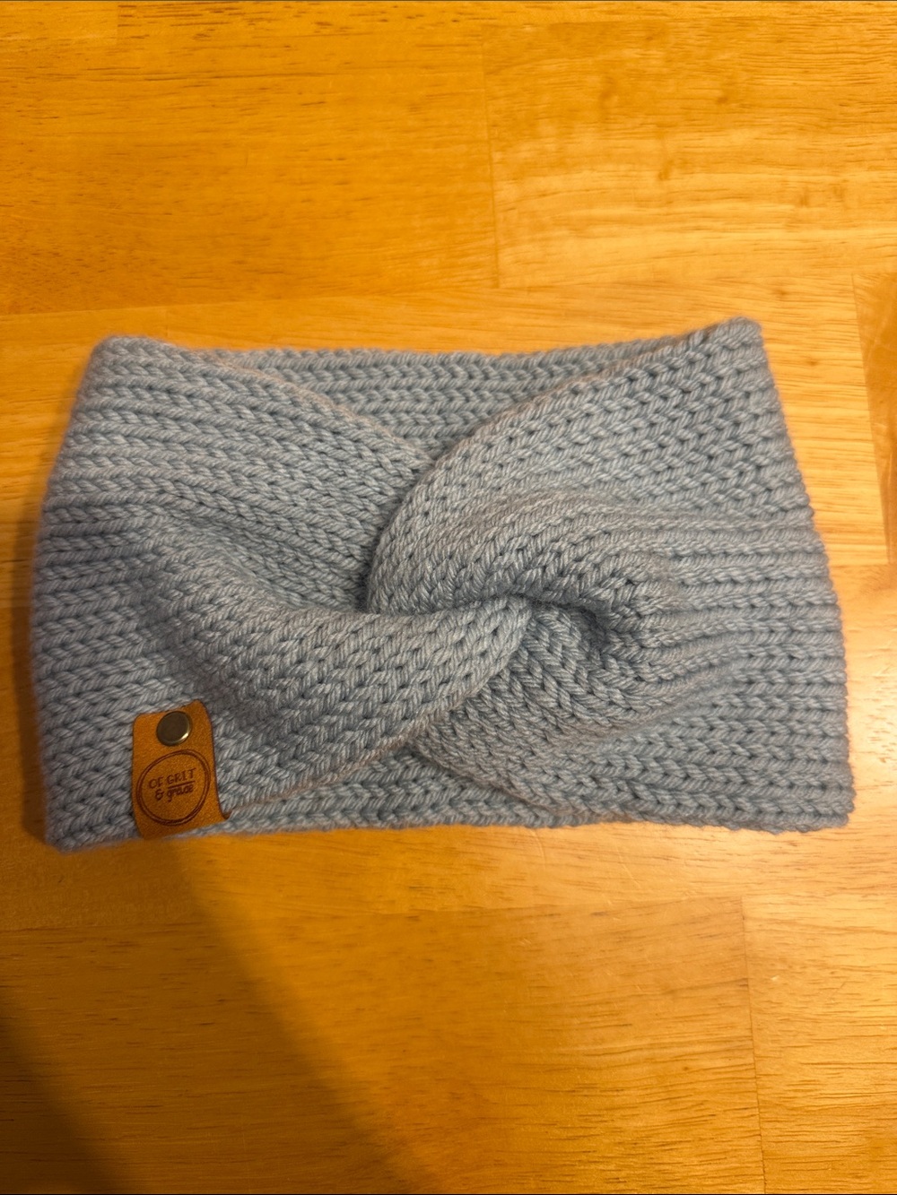 Cozy Knit Twist Headband in Light Blue